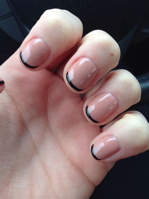Nude Nails With Black French Manicure Take Two Nails Manicure Nude Nails