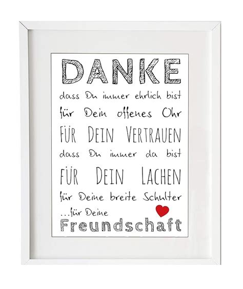 Kunstdruck Danke für Deine Freundschaft nur Druck ohne Rahmen