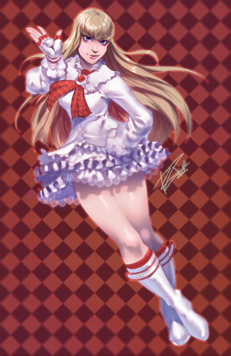 Safebooru 1girl Blonde Hair Blue Eyes Boots Checkered Checkered Background Cravat Crossed Legs