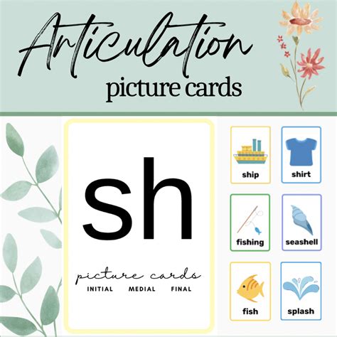 Sh Printable Articulation Picture Cards Initial Medial Final Word Hot