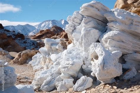 Rock Geological Formations with White Rock Structures Amidst a Rugged Desert Landscape ...