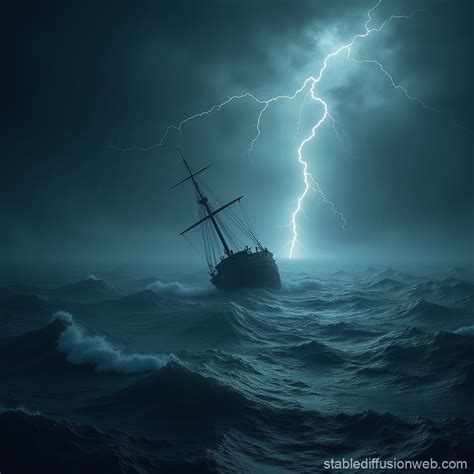 stormy ocean sinking ship scene stable diffusion