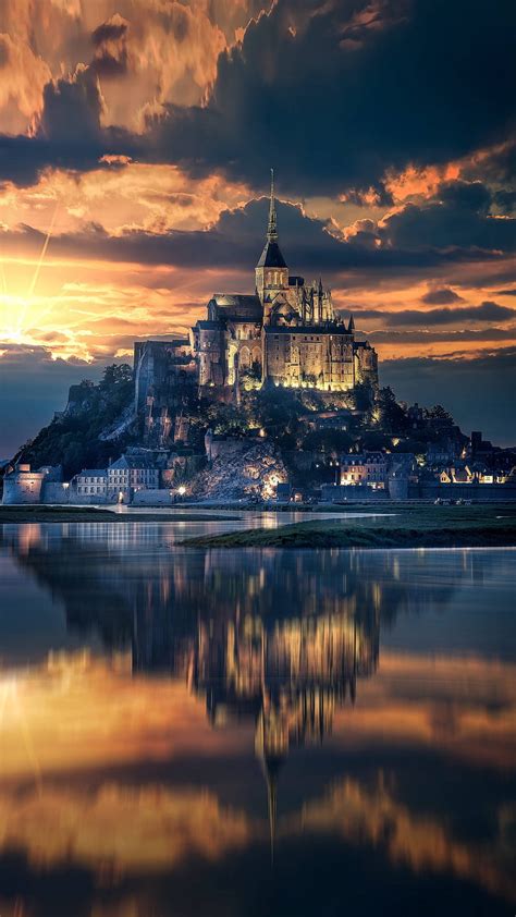 Saint Michel France Castle Island Mont Saint Michel Building Hd