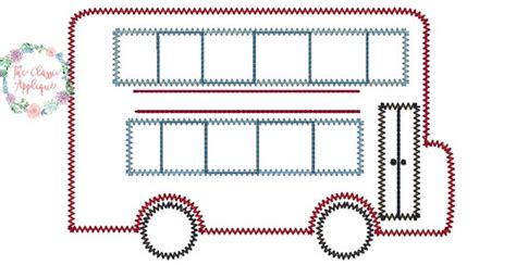 Double Decker Bus Zig Zag Zigzag Applique Machine Embroidery Design