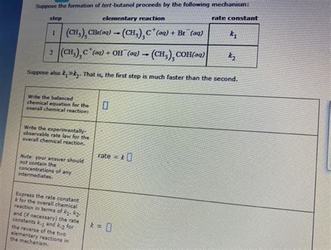 Solved Suppose The Formation Of Tert Butanol Proceeds By The Chegg