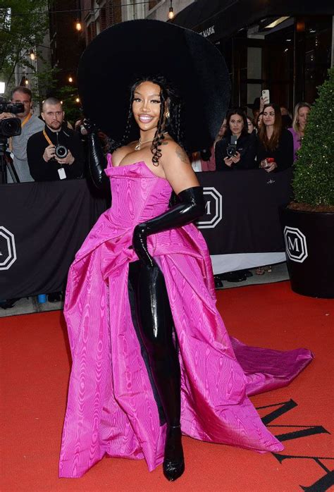 SZA Wears A Hot Pink Dress And A Gigantic Black Hat For The Met Gala ...