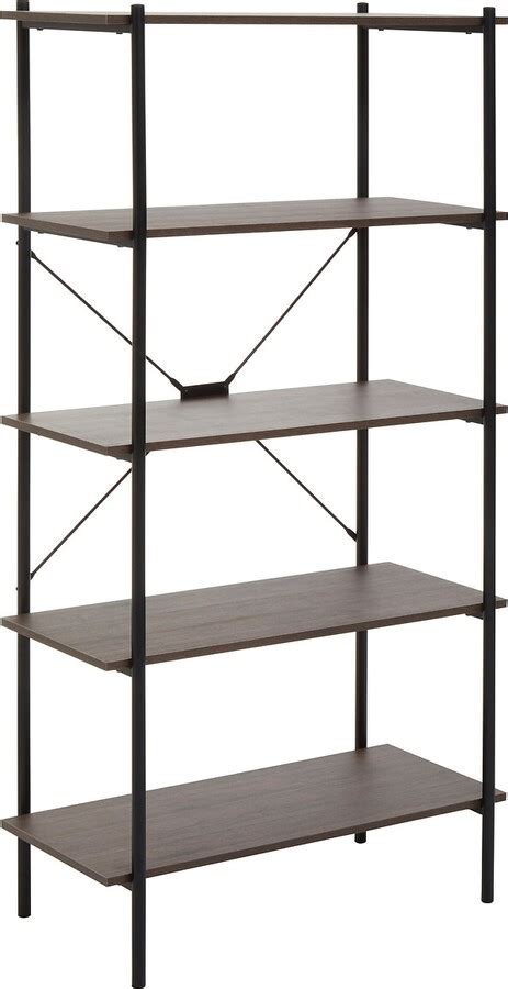 Sohome Industrial Style 5 Tier Shelf Unit In Dark Oak Effect With Black Frame Shopstyle