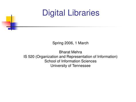 Ppt Digital Libraries Powerpoint Presentation Free Download Id3477549