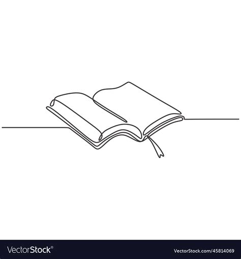 One Line Drawing Of Isolated Object Open Book Vector Image