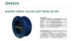 Wafer Check Valve Cast Iron JIS 10K Onda Daitech Cipta Ragam