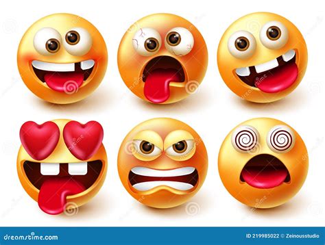 Smileys Emoticon Vector Set Smiley D Emoji Characters With