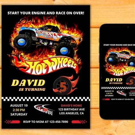 Hot Wheels Birthday Invitation Etsy