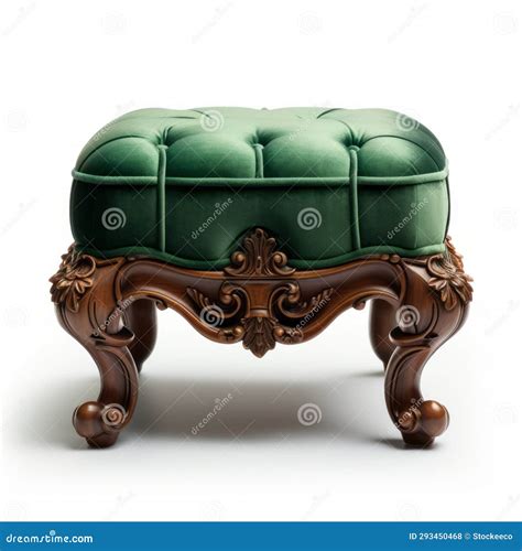 Stunning Velvet Victorian Foot Stool With Ornate Wooden Frame Stock