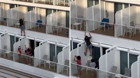 Cruise Ship Passenger Captured Climbing Between Balconies