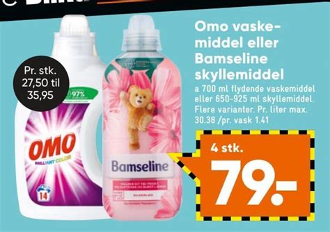 Omo Vaskemiddel Eller Bamseline Skyllemiddel Tilbud Hos Bilka