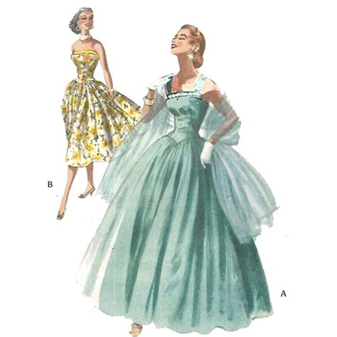 Vintage Sewing Pattern 1950s Evening Ball Gown Cocktail Dress Etsy