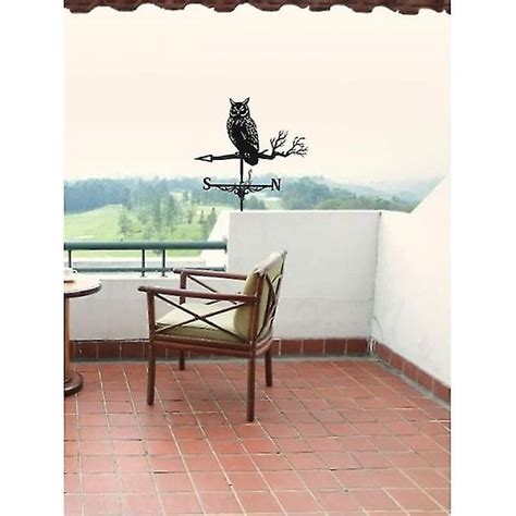 Metal Weather Vane Stainless Steel Owl Garden Stake Retro Weather Vane