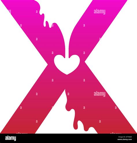 Letter X Logo Icon With Melting Love Symbol Design Template Vector