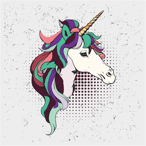 Ilustración Vectorial De Una Cabeza De Unicornio Vector Premium