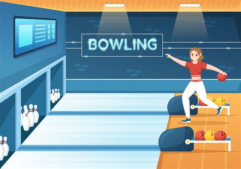 Bowling Game Illustration With Pins Balls And Scoreboards In A Sport