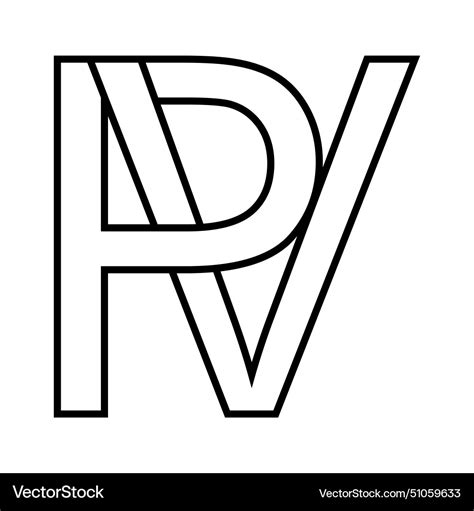Logo sign pv vp icon double letters logotype p v Vector Image