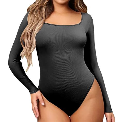 Fsqjgq Jumpsuits For Women Black Playsuit Fashion Bodysuits Sexy Ribbed