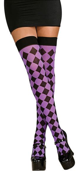 Purple And Black Striped Thigh High 8171