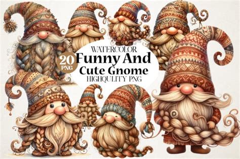 Funny And Cute Gnome Clipart Bundle Graphic By Watercolorartist