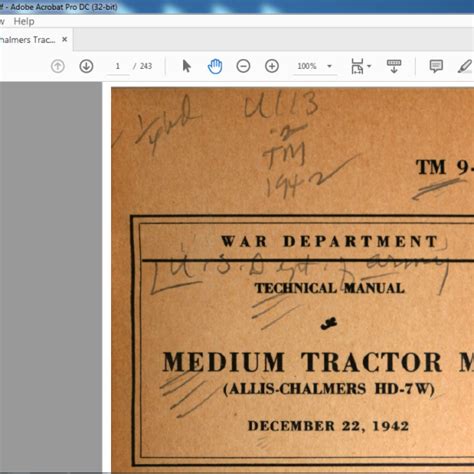 Allis Chalmers Hd W Medium Tractor M Technical Manual B