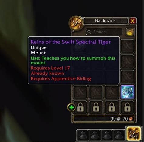 Reins Of The Swift Spectral Tiger US World Of Warcraft Video Gaming