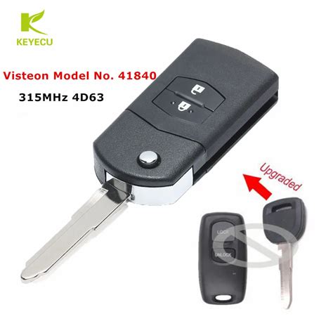 KEYECU Upgraded Flip Remote Car Key Fob 2 Button 315MHz 4D63 For Mazda