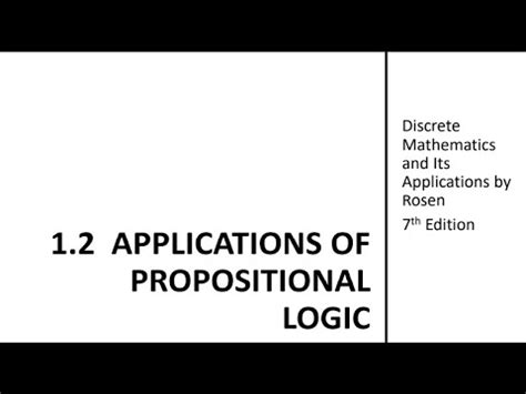 Applications Of Propositional Logic Propositional Equivalences