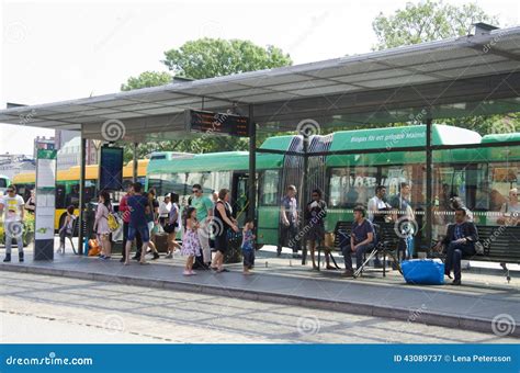 Crowd Of People At A Bus Stop Editorial Photography Image 43089737