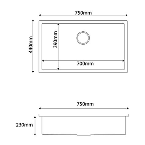 CABANA BUILT IN UNDERMOUNT SINK 1BOWL CKS7409 NANO BLACK 75CM