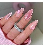PCS Short False Nails Almond French Tip Nude White Press On Nails Designs Glossy Removable