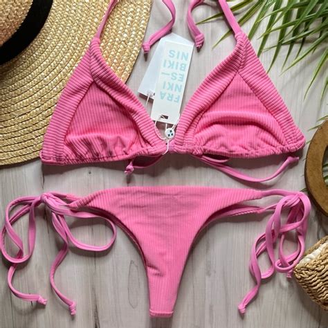 Frankie S Bikinis Swim Frankies Bikinis Skimpy Tie Sliding Tri Bikini Top Tie Side Bottoms
