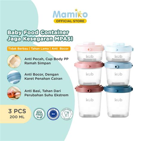 Jual KUB Container Food Box Makan Mpasi Anak Bayi 3 Pcs X 200 ML Air