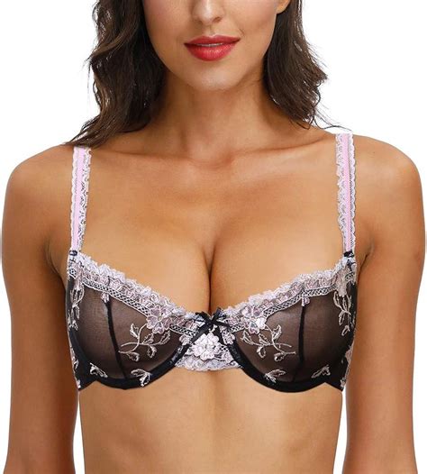 Hwdi Womens Underwired See Through Sheer Bra And Panties Mesh Unlined