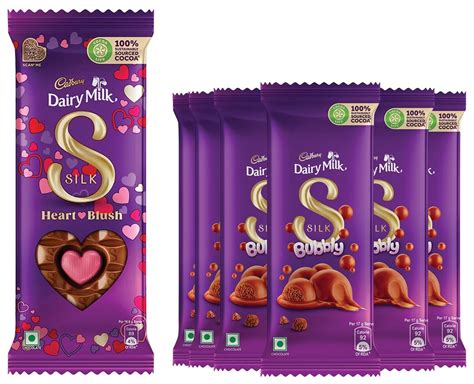 Cadbury Dairy Milk Silk Bubbly Chocolate Bar Pack Of 6 X 50g And Cadbury