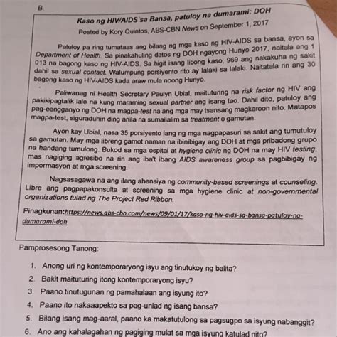 Pamprosesong Tanong 3 1 Anong Uri Ng Kontemporaryong Isyu Ang