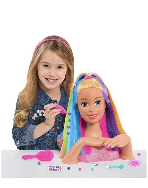 Rare Barbie Rainbow Sparkle Deluxe Styling Head Blonde Hair Multi