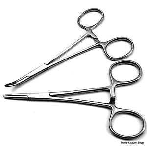 2 Artery Hemostat Mosquito Forceps Curved Straight 13 Cm Vessel