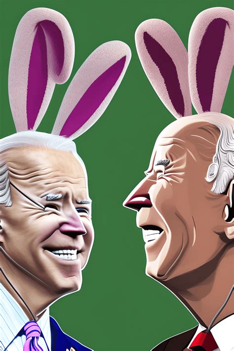 Confused Joe Biden Wearing Hat And Easter Bunny Ears Creative Fabrica