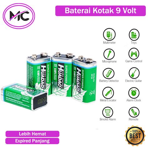 Jual Baterai Kotak 9 Volt Serbaguna Batre Mic Remot Smoke Detector