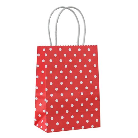 25 PCS Gift Bags Red Mini Kraft Paper Bags With Handles For Party