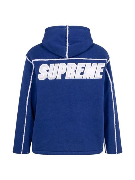 Supreme Faux Shearling Hooded Jacket Blue Farfetch