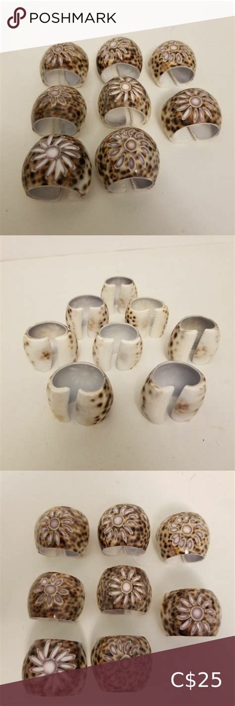 Tiger Cowrie Sea Shell Napkin Rings