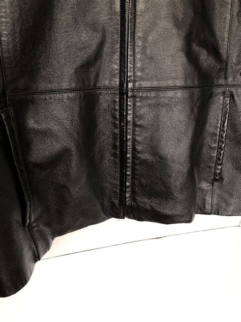 Womens Worthington Genuine Leather Jacket Xl Black Zip Gem