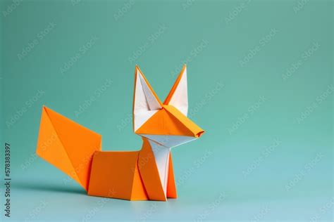 origami figure of a fox Stock Photo | Adobe Stock