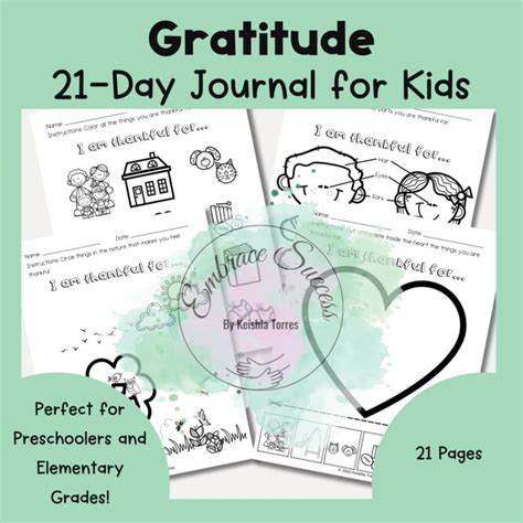 thankful     day gratitude journal  kids  elementary